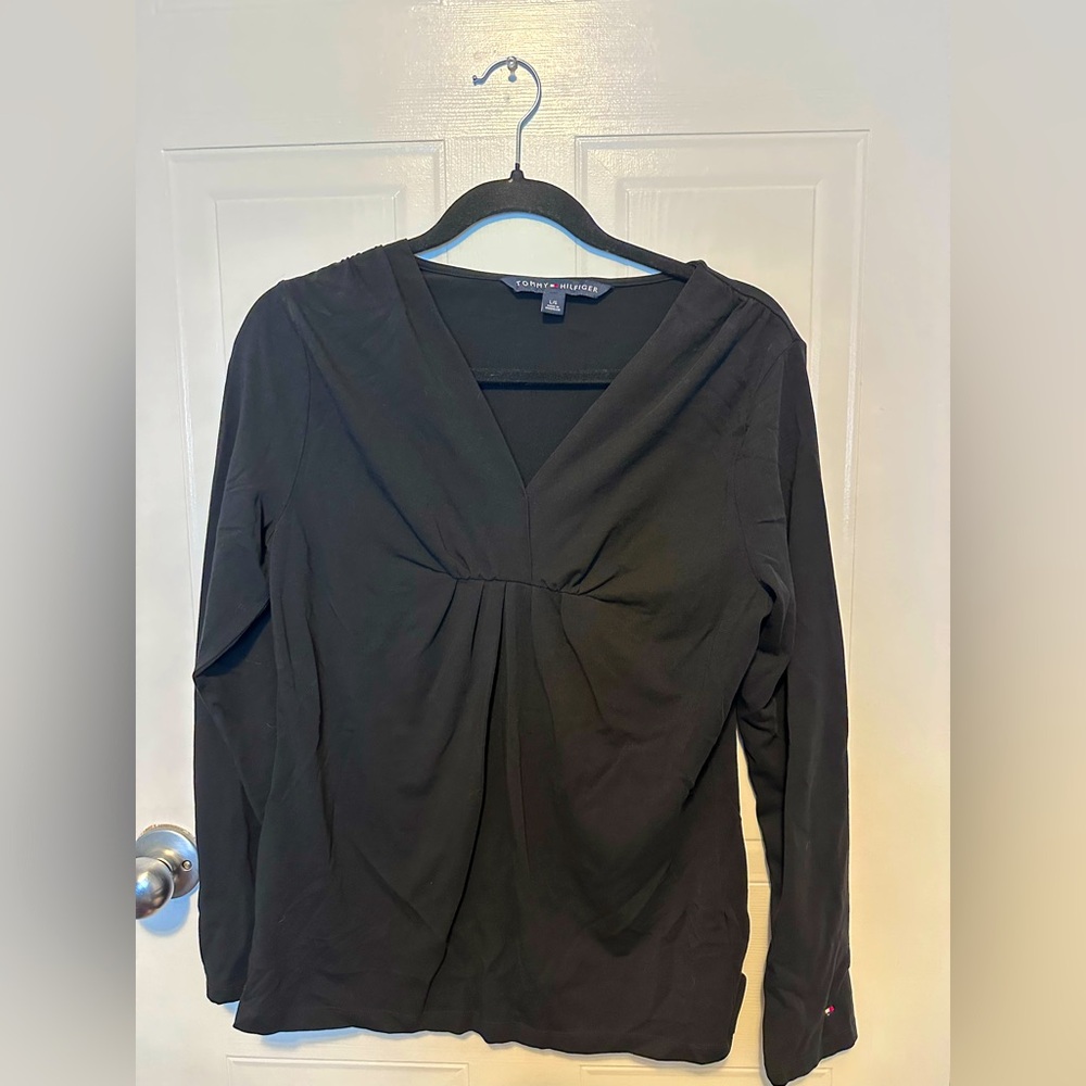 Tommy Hilfiger Black V-Neck Blouse